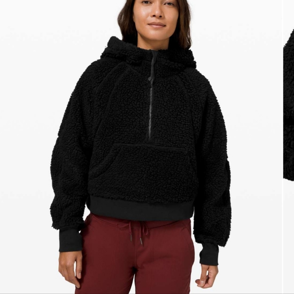 Black Scuba Lulu Sherpa 1/2 Zip XS/S Hoodie Oversized